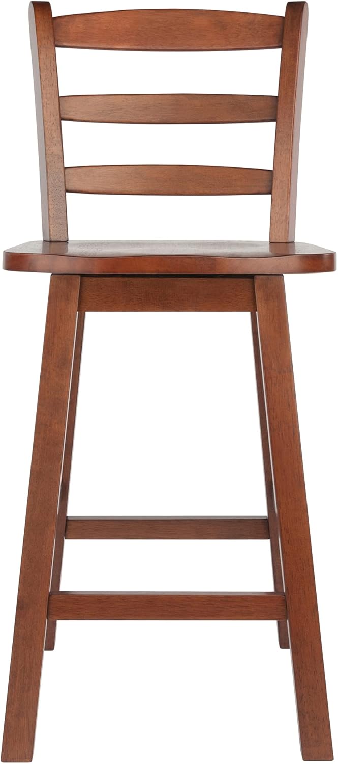 Walnut Ladder Back Swivel Seat Counter Stool D858