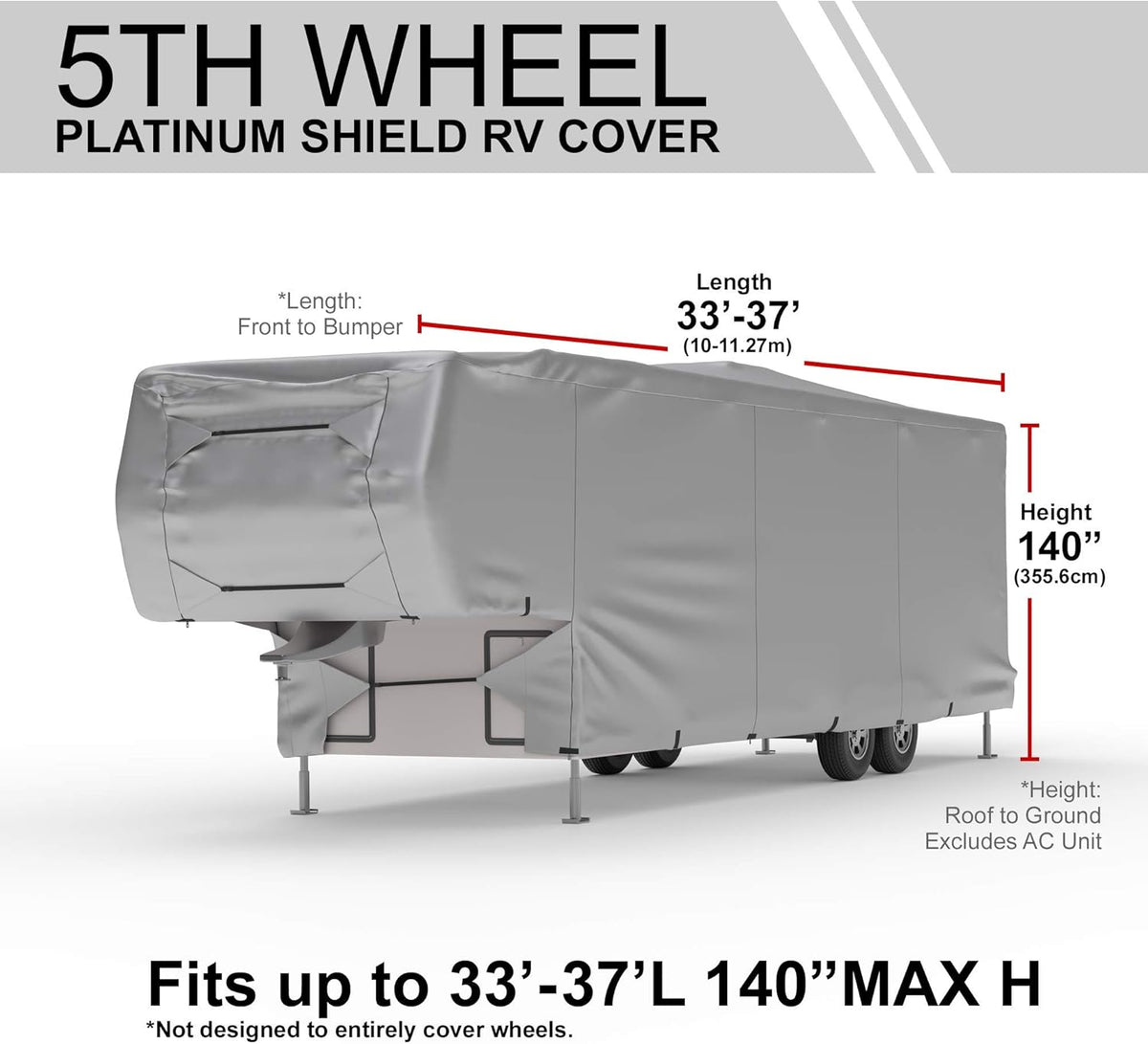 Weatherproof RV Cover for 5th Wheel RV 30' - 32' Long with Fleece Lining O609604