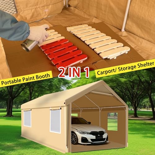 26X14X10.5FT Portable Paint Booth with 6pcs Mesh Windows B140