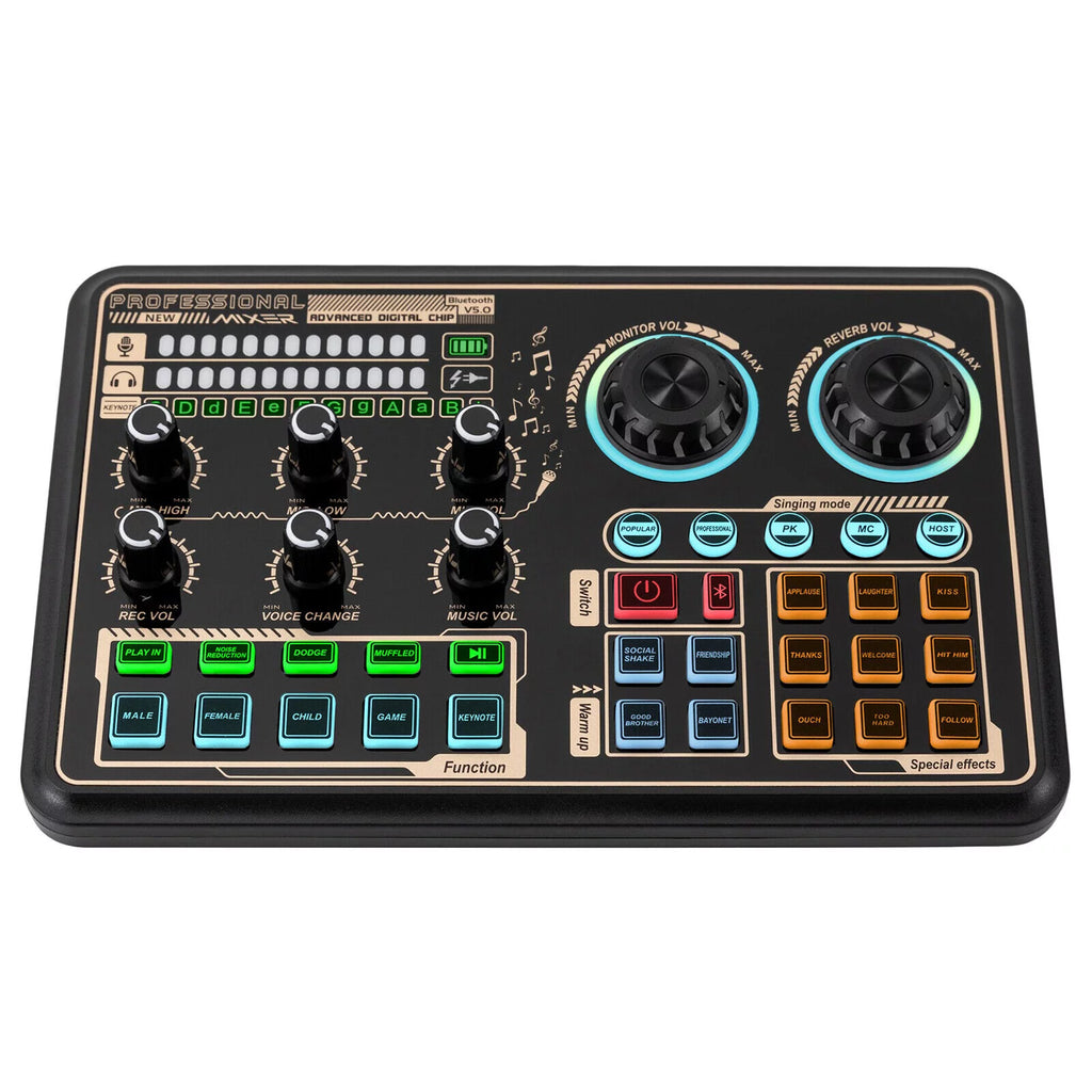 Sound Effects Board Audio Interface with Voice Changer and LED Lights F278