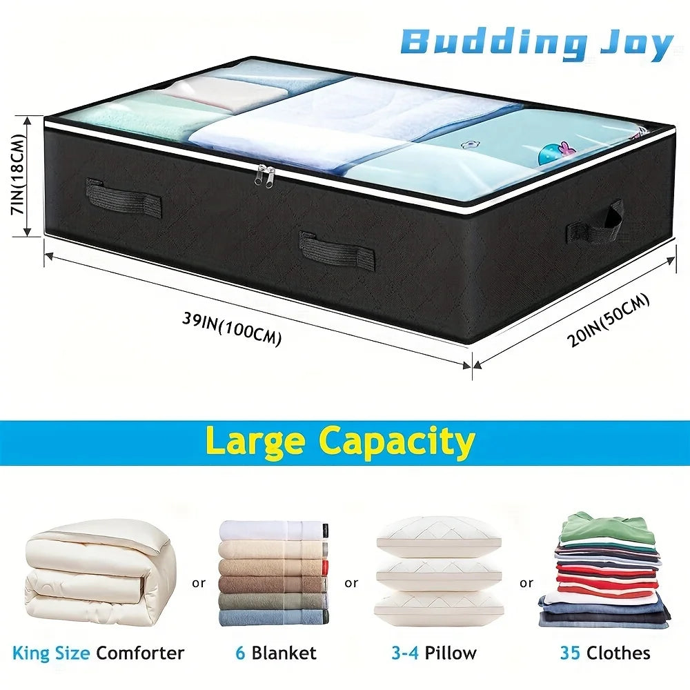 4 Pack Large Capacity Foldable Fabric Storage Containers with Clear Window K6754
