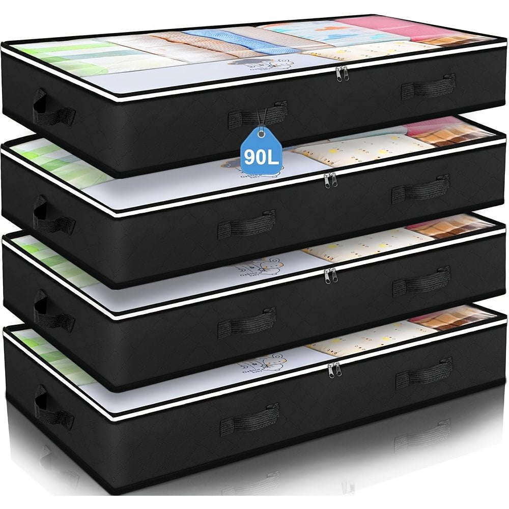 4 Pack Large Capacity Foldable Fabric Storage Containers with Clear Window K6754