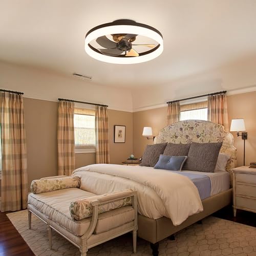 15.7" Low Profile Flush Mount Ceiling Fan with Lights and Remote G4657
