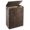 Natural Woven Water Hyacinth Laundry Hamper with Lid and Removable Liner Bag R147307