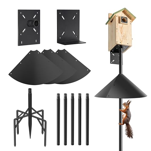 77 Inch Rust-Proof Metal Bird Feeder Pole with 5-Prong Base and 2 Plates A704965