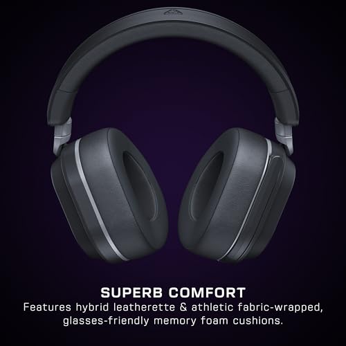 Black Wireless Gaming Headset with Memory Foam Cushions B449293