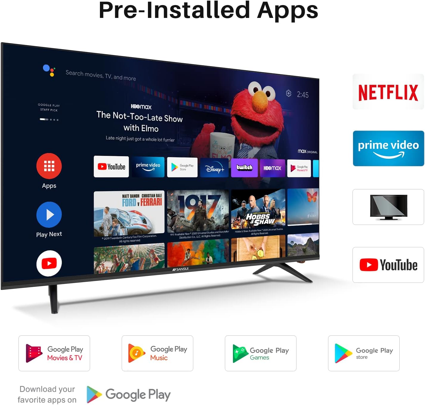 55 inch 4K UHD HDR Smart LED Android TV F2197