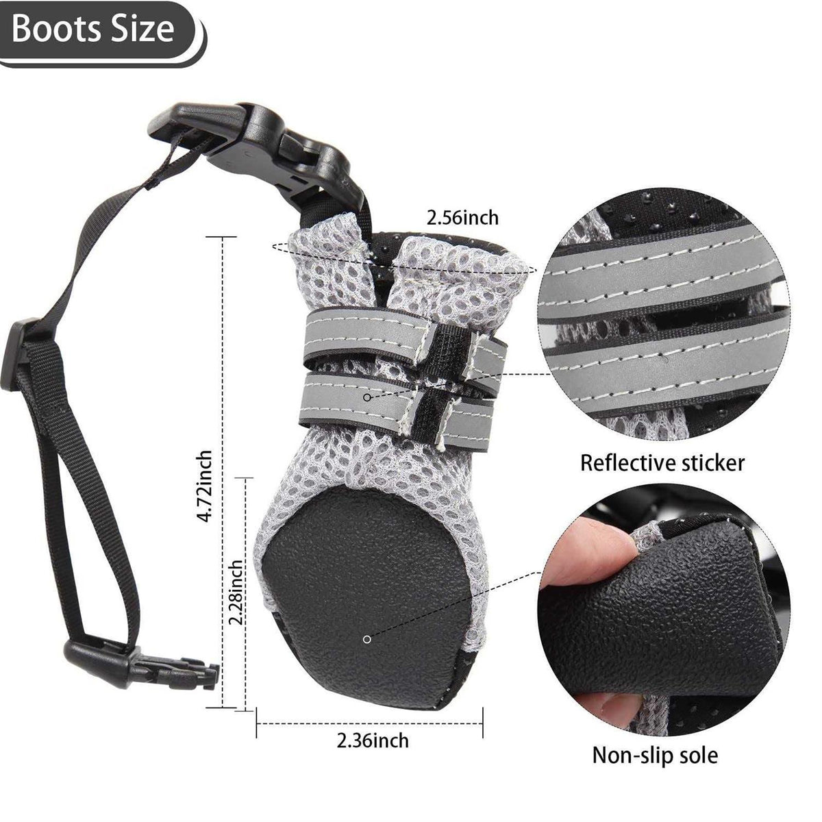 Dog Boots with Anti-Lost Design, Buckle Straps, Weatherproof J12895