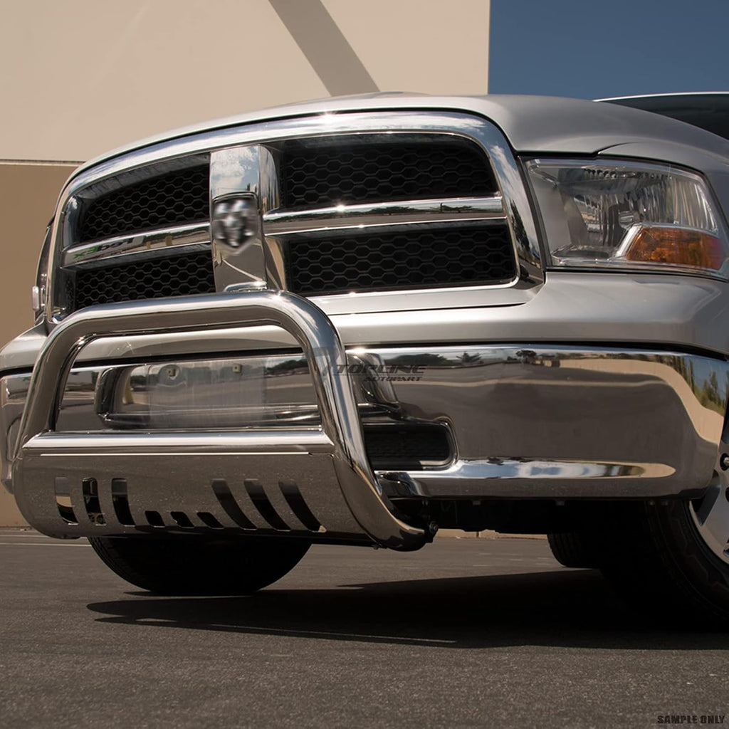 Polished Stainless Steel Bull Bar Front Bumper Grill Guard With Skid Plate R45022