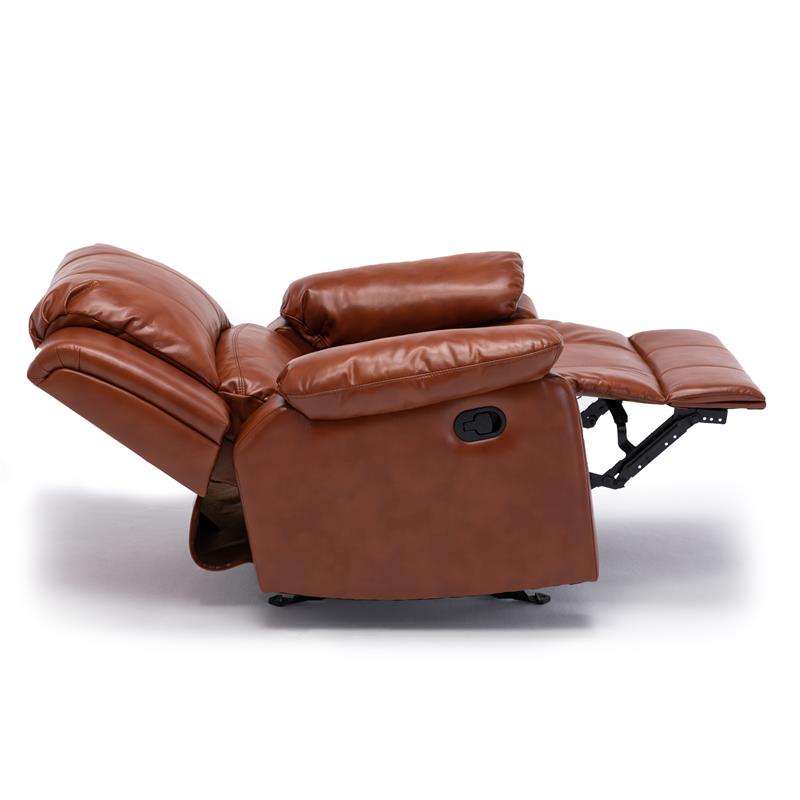 Caramel Faux Leather Glider Rocker Recliner T92316