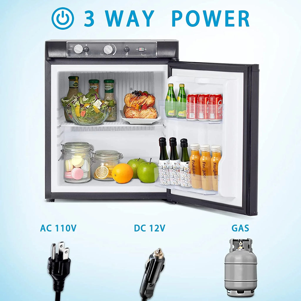 3 Way Propane RV Refrigerator 1.4 Cu.ft, Compact 12 V/110V/Gas LPG Fridge X48488