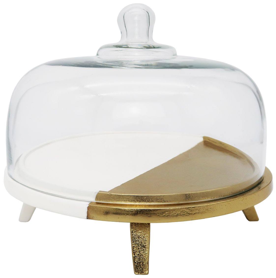 Gold Cake Plate with Dome F400