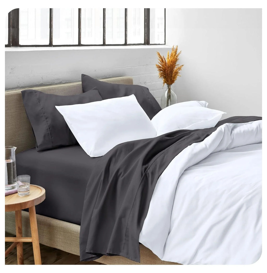 Short Queen 4 Piece Microfiber Sheet Set with Deep Pockets U64585