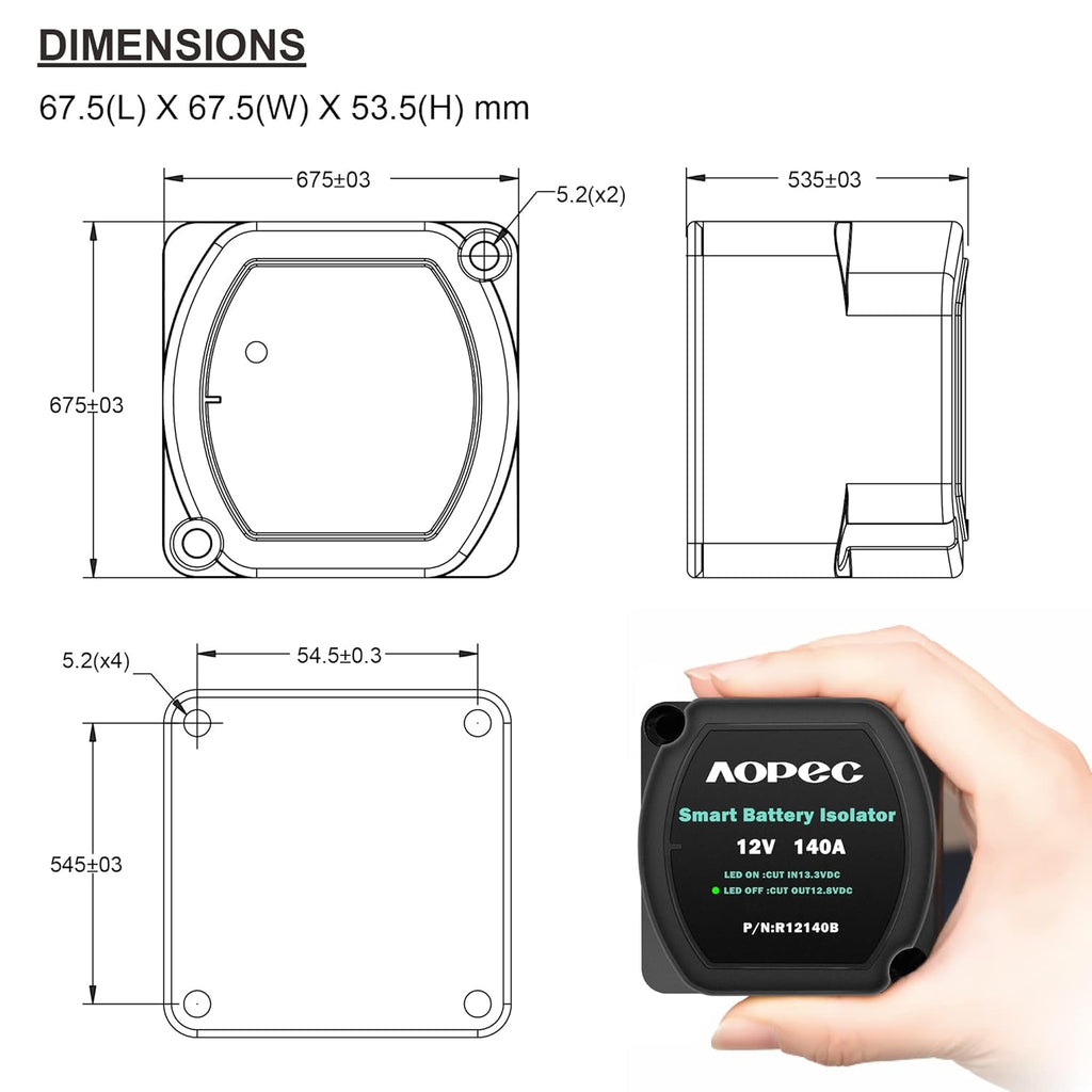12V 140Amp Waterproof Dual Battery Isolator Pack of 2 S908