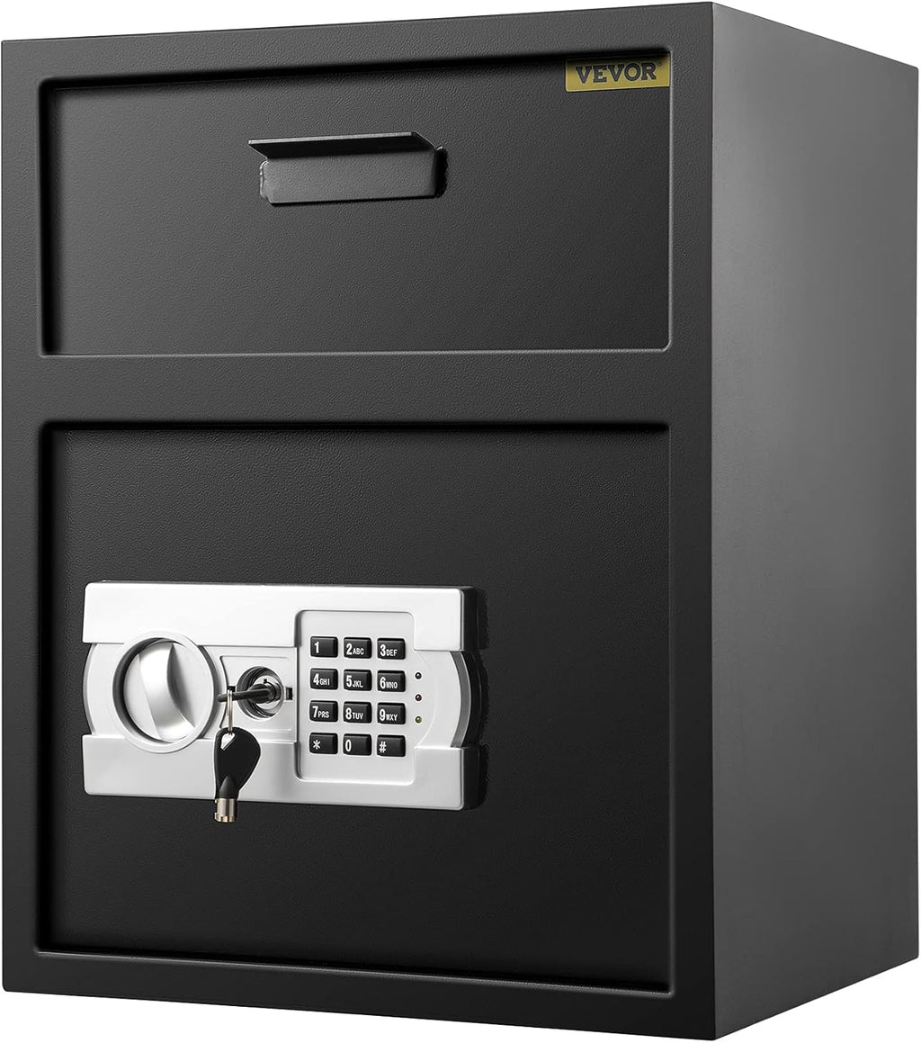 1.7 Cubic Feet Carbon Steel Electronic Code Lock Depository Safe with Deposit Slot and Two Emergency Keys K828