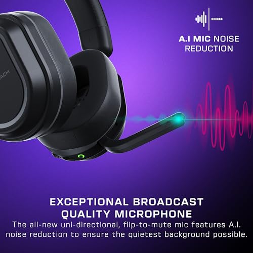Black Wireless Gaming Headset with Memory Foam Cushions B449293