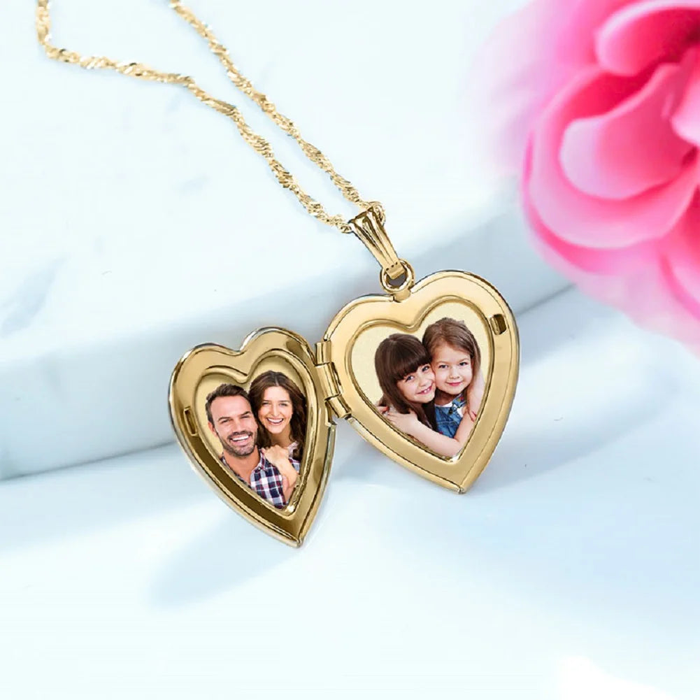 Solid 14K Yellow Gold Heart Locket Necklace Pendant S385