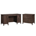2 Piece Home Office Set with Computer Desk and File Cabinet in Coffee Oak H36766