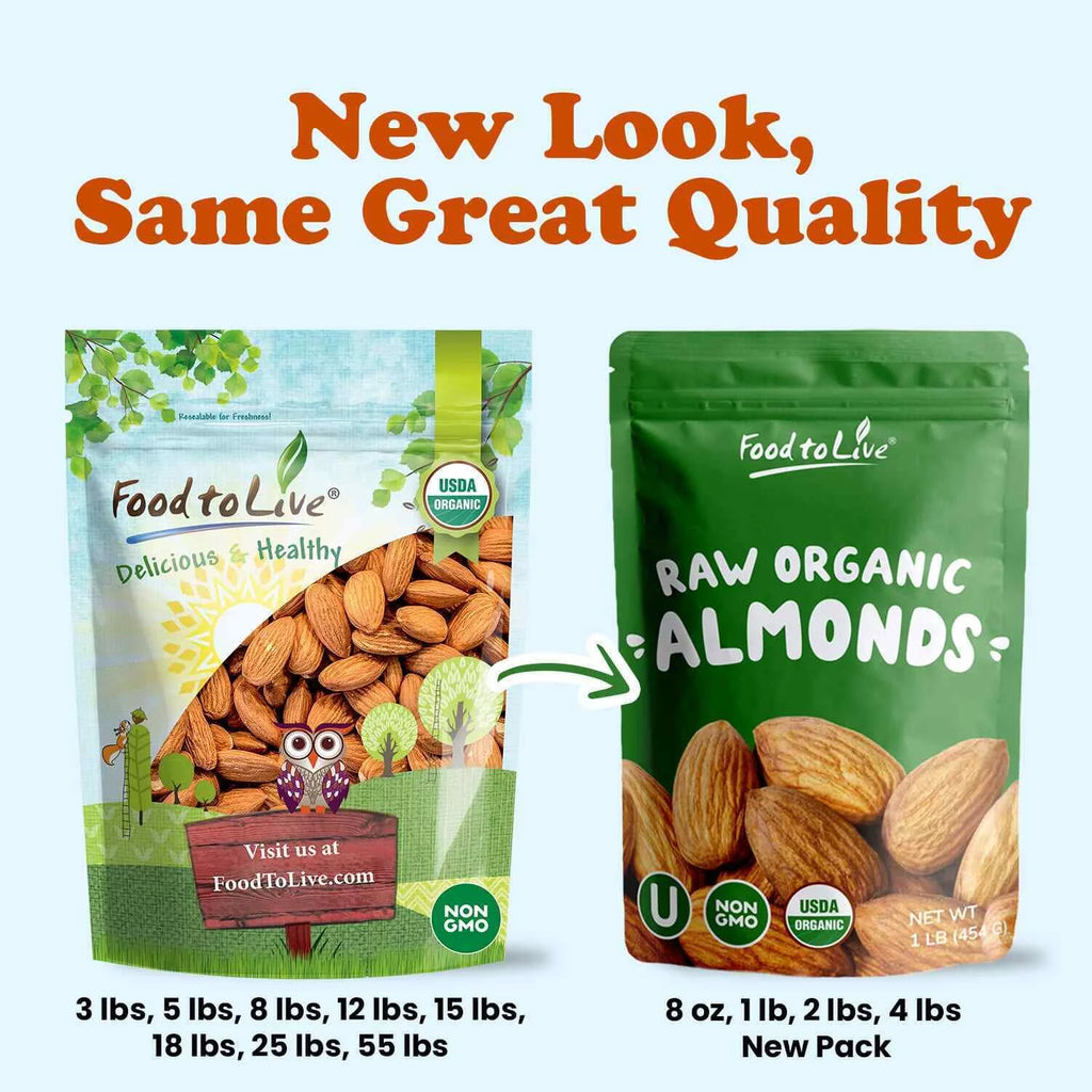 Organic Raw Almonds, 3 Pounds H4956