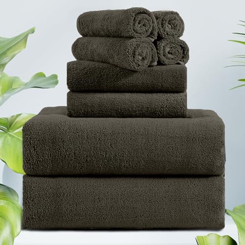 4 Pcs Oversized Black Microfiber Bath Towels 35x70 Inches Q356544