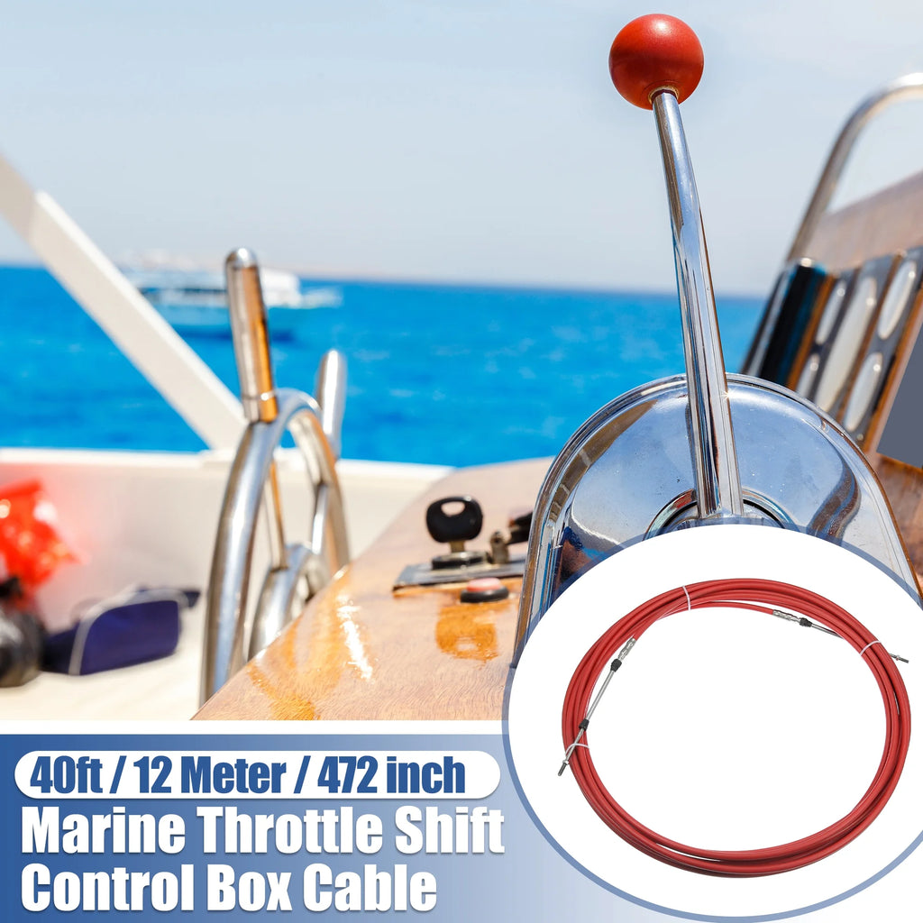 40ft 472 Inch Marine Throttle Shift Remote Control Box Cable for Yamaha Outboard Engine Boat Red Z318