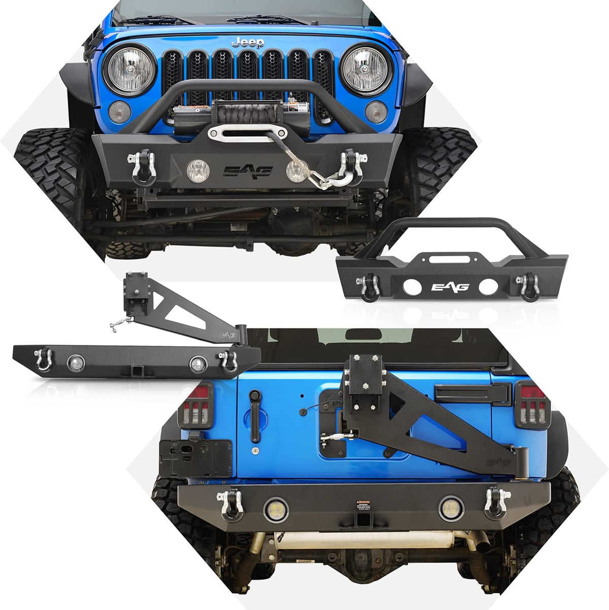 Stubby Front Bumper and Rear Bumper with Tire Carrier Combo K552