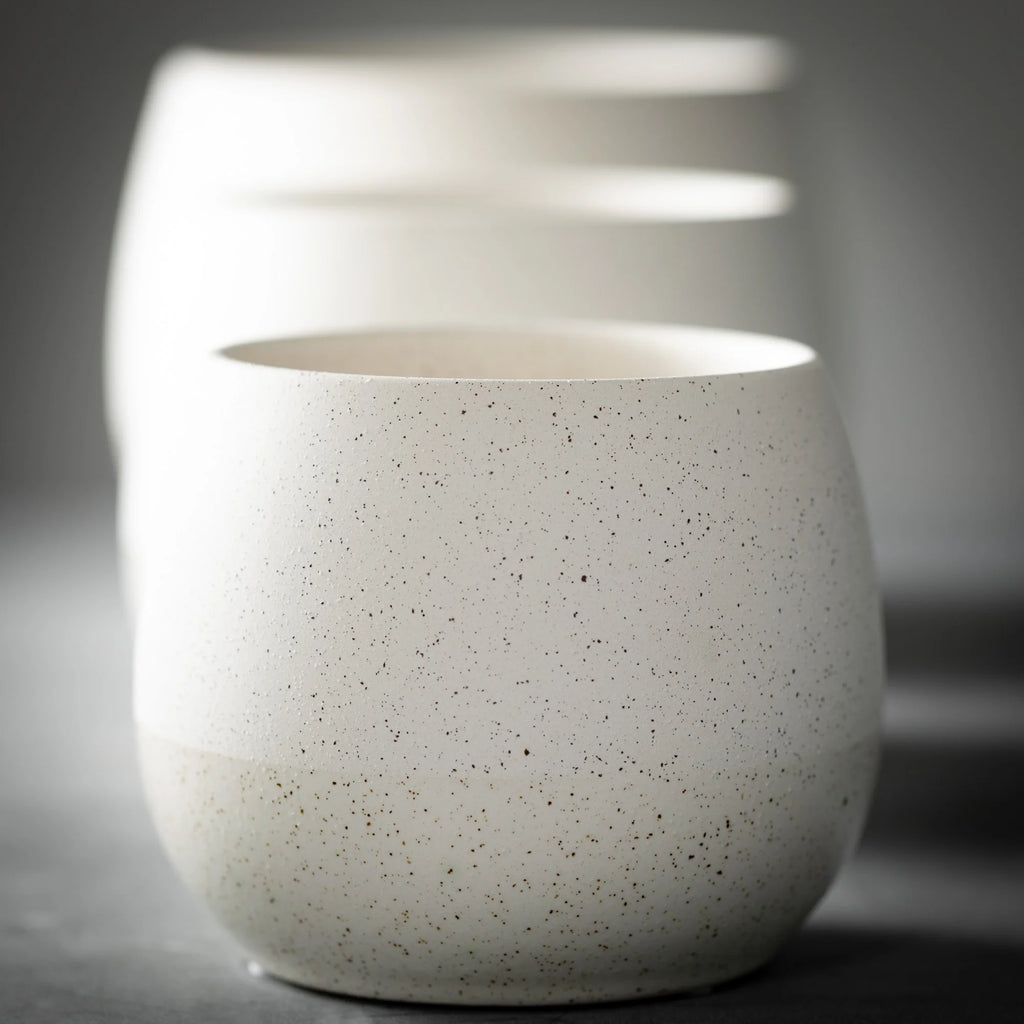 Creamy Speckled Round Ceramic Planter Set of 3 I8357