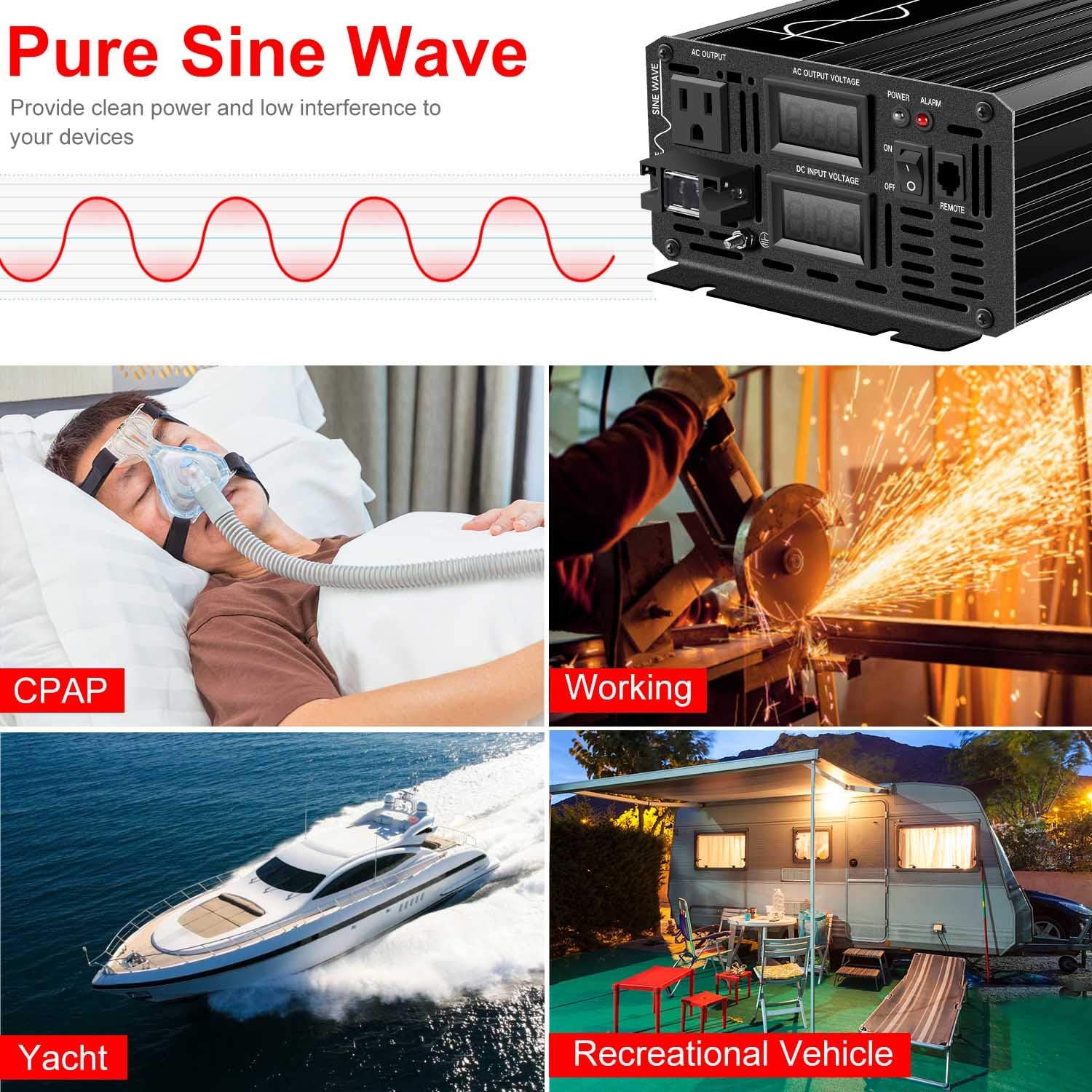 3000W DC 48V to 110V 120V AC 60Hz Pure Sine Wave Solar Inverter N953