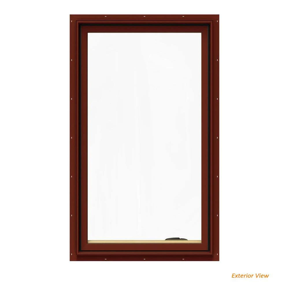 24.75 in. x 48.75 in. Red Painted Clad Wood Right-Handed Casement Window with Mesh Screen Y13903