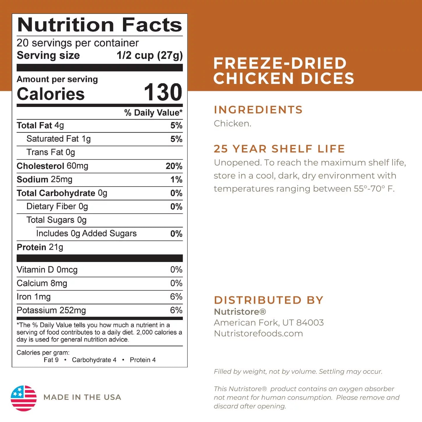 Freeze-Dried Chicken Dices No. 10 Can R2207