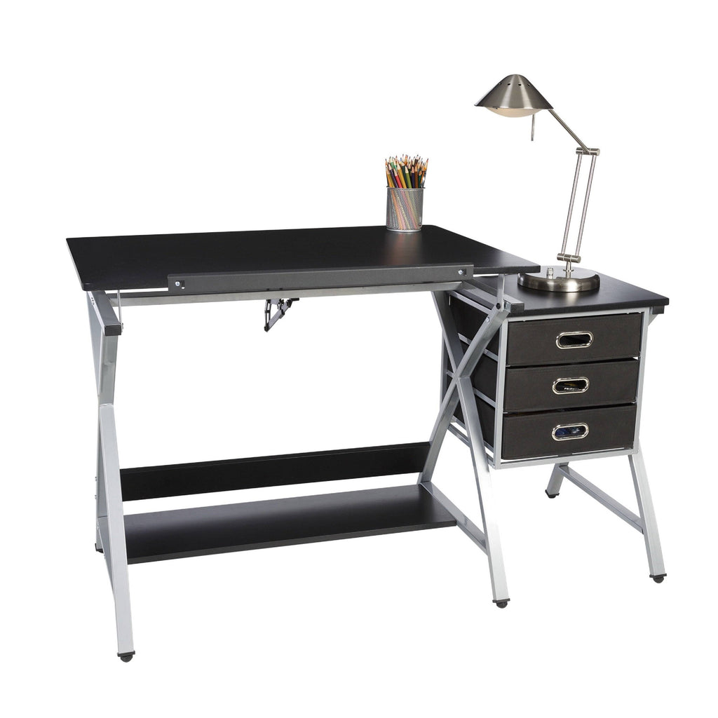 Black/Silver Craft Station with Stool C65739