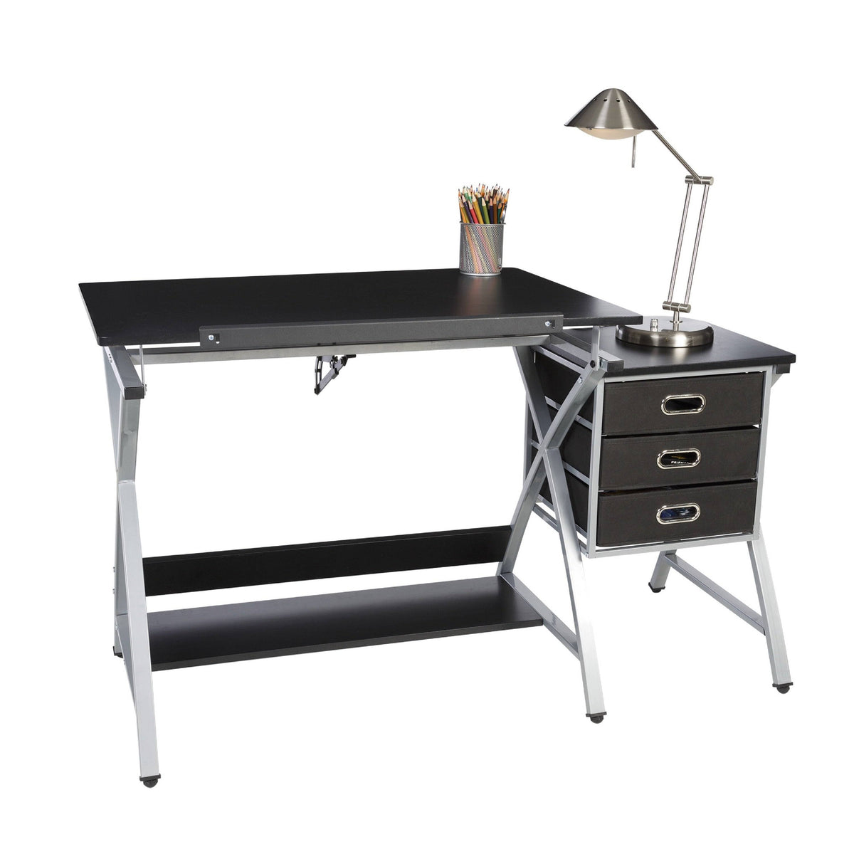 Black/Silver Craft Station with Stool C65739