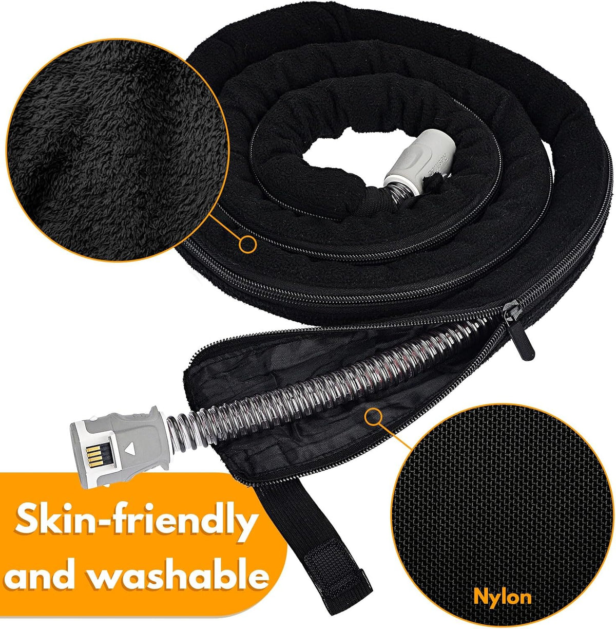 6.3ft CPAP Hose Cover with Full Zipper E1225