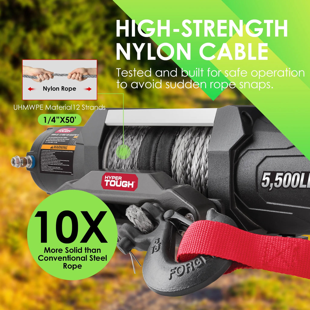 5500 lb 12V DC Electric UTV Winch with 50ft Synthetic Rope and Mounting Bracket G800533