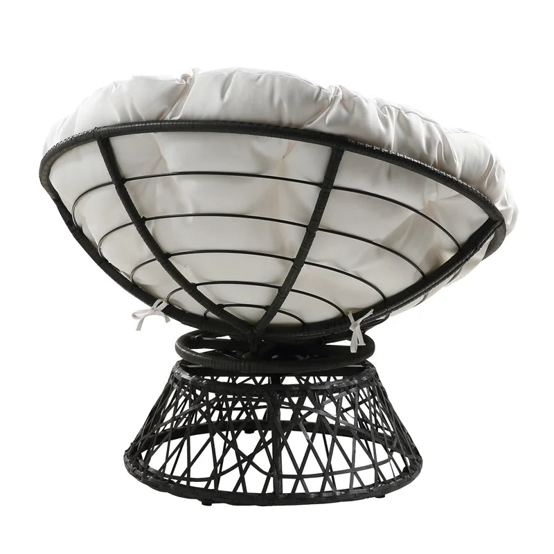 White cushion Papasan Chair with Black Frame F287781
