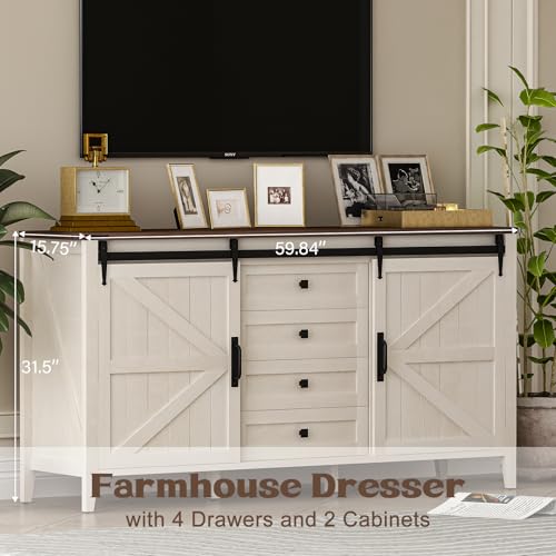 White 4 Drawer Wood Dresser K166