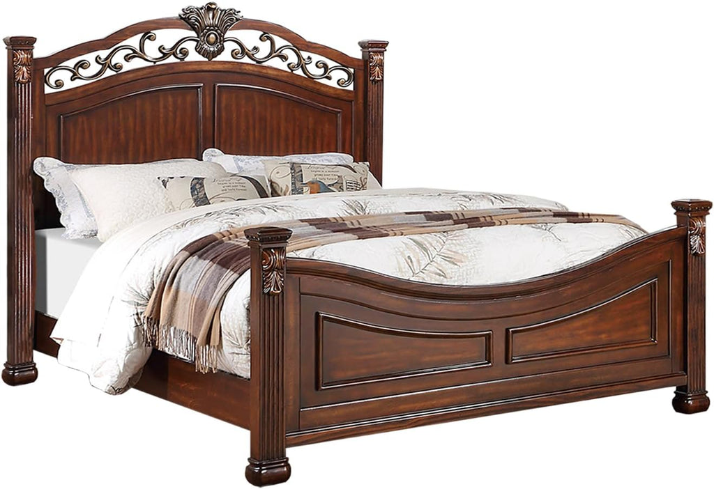 Dark Cherry Wooden California King Bed Q4714