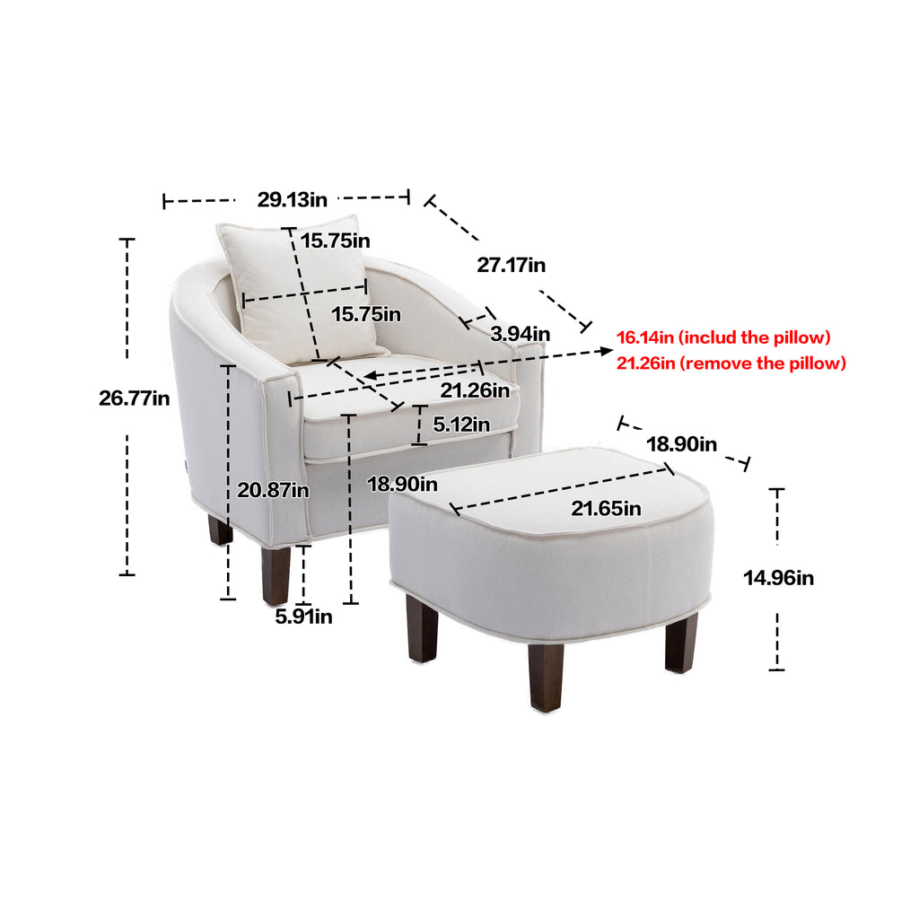 Olive Linen Microsuede Fabric Barrel Chair with Ottoman O247636