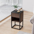 Brown+Light Gray Wood Side Table with Storage Drawer E911156