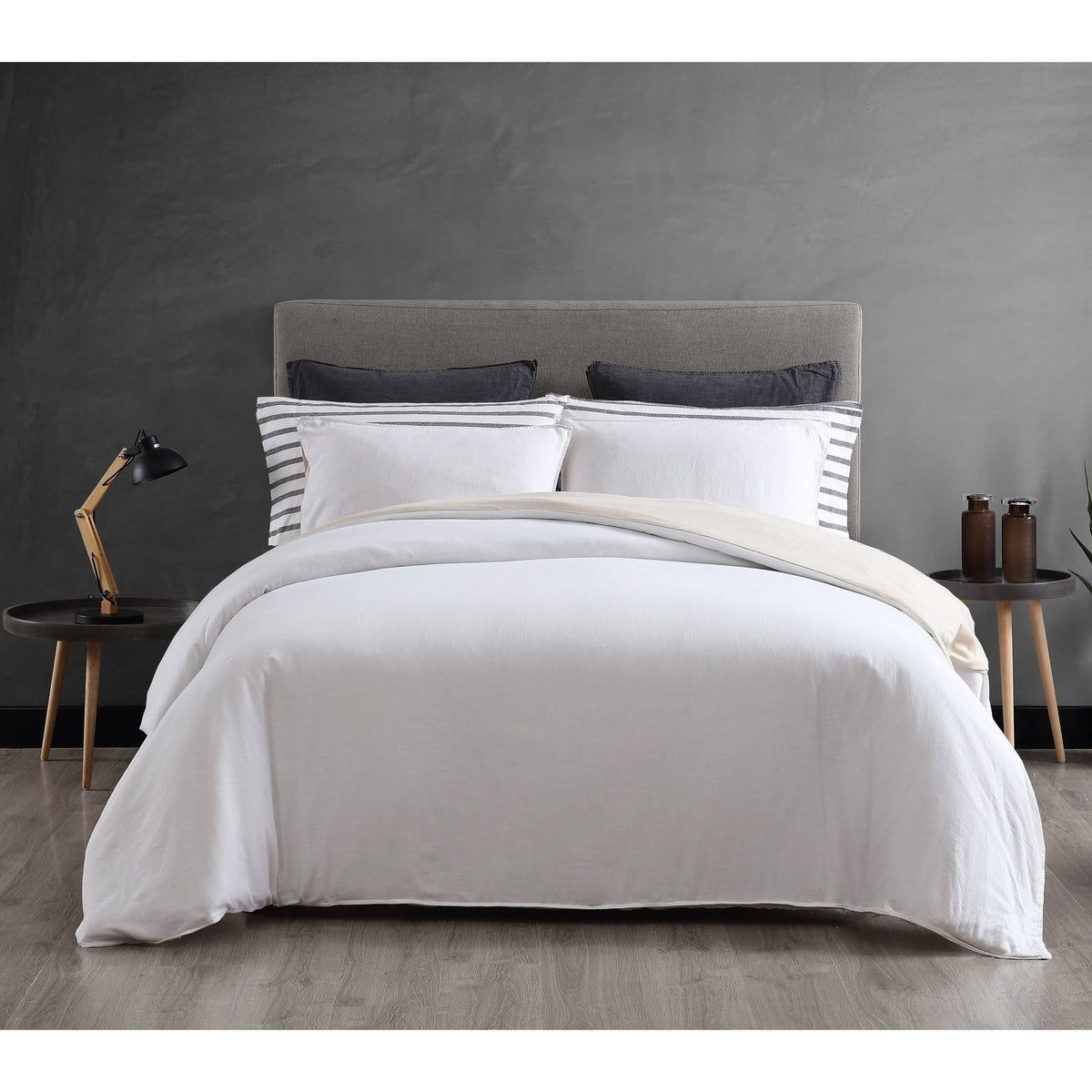 Washed Cotton Reversible Duvet Cover Set F158930