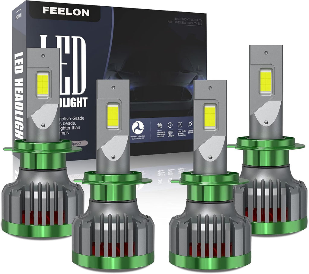 240W 28800LM H7+H7 LED Headlight Bulbs Combo Package, 6000K CSP Chips Conversion Kit, 4 Pack X744