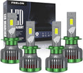 240W 28800LM H7+H7 LED Headlight Bulbs Combo Package, 6000K CSP Chips Conversion Kit, 4 Pack X744