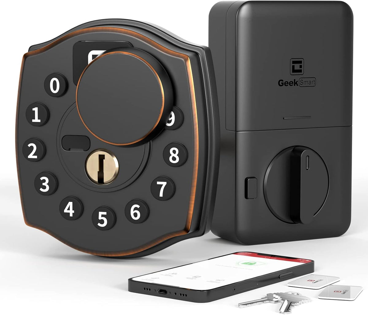 Keyless Entry Deadbolt Door Lock with Keypad, APP, IC Card, Mechanical Key G312