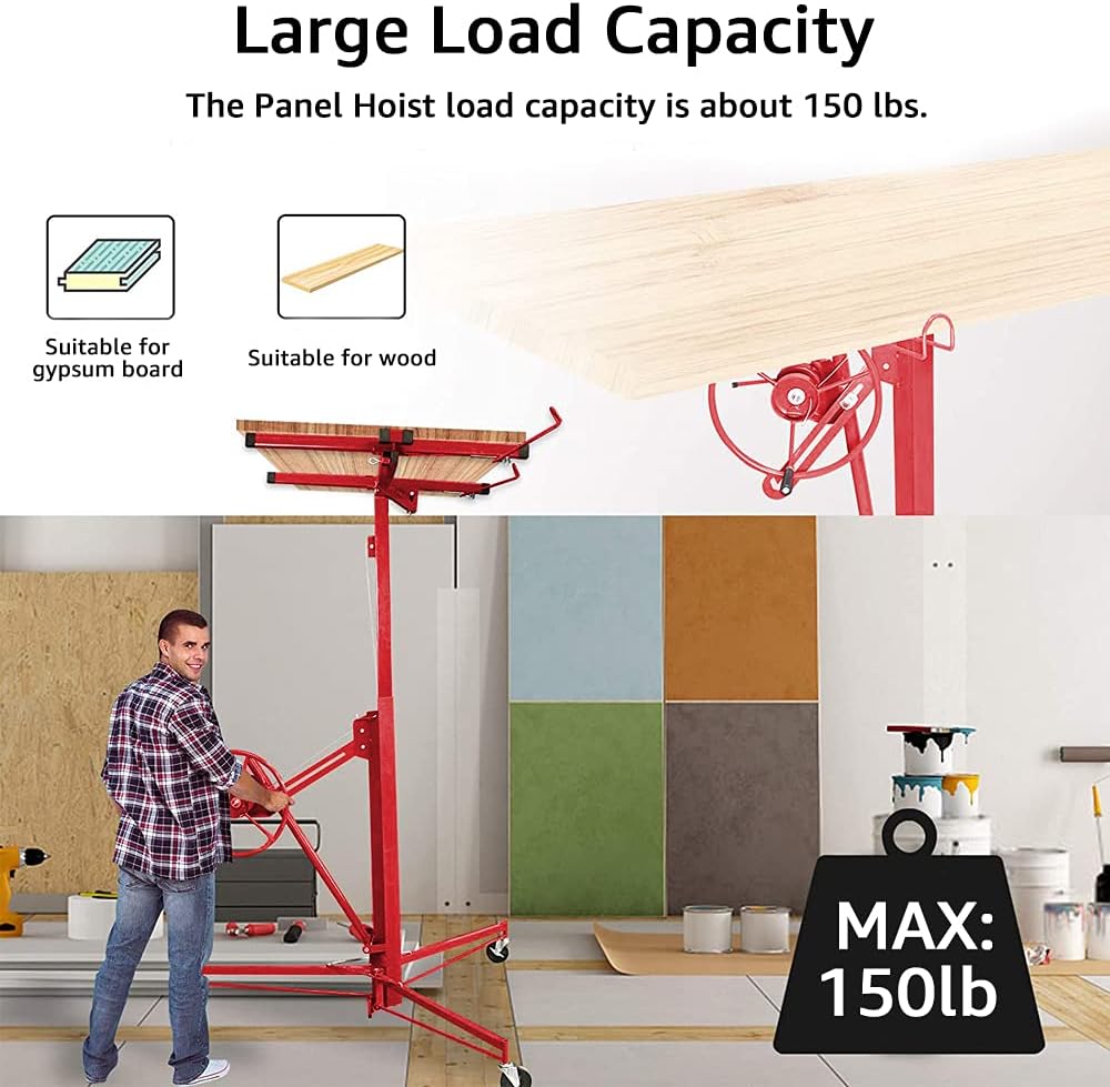 Drywall Lift Panel Hoist with Adjustable Telescopic Arm, 150 lbs I681