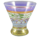 Set of 2 Purple and Green Hand Painted Wine Glass - 8.25 oz Y203