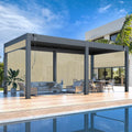 10×20 FT Aluminum Louvered Pergola with 6-Panel Pull-Down Privacy Screen D460