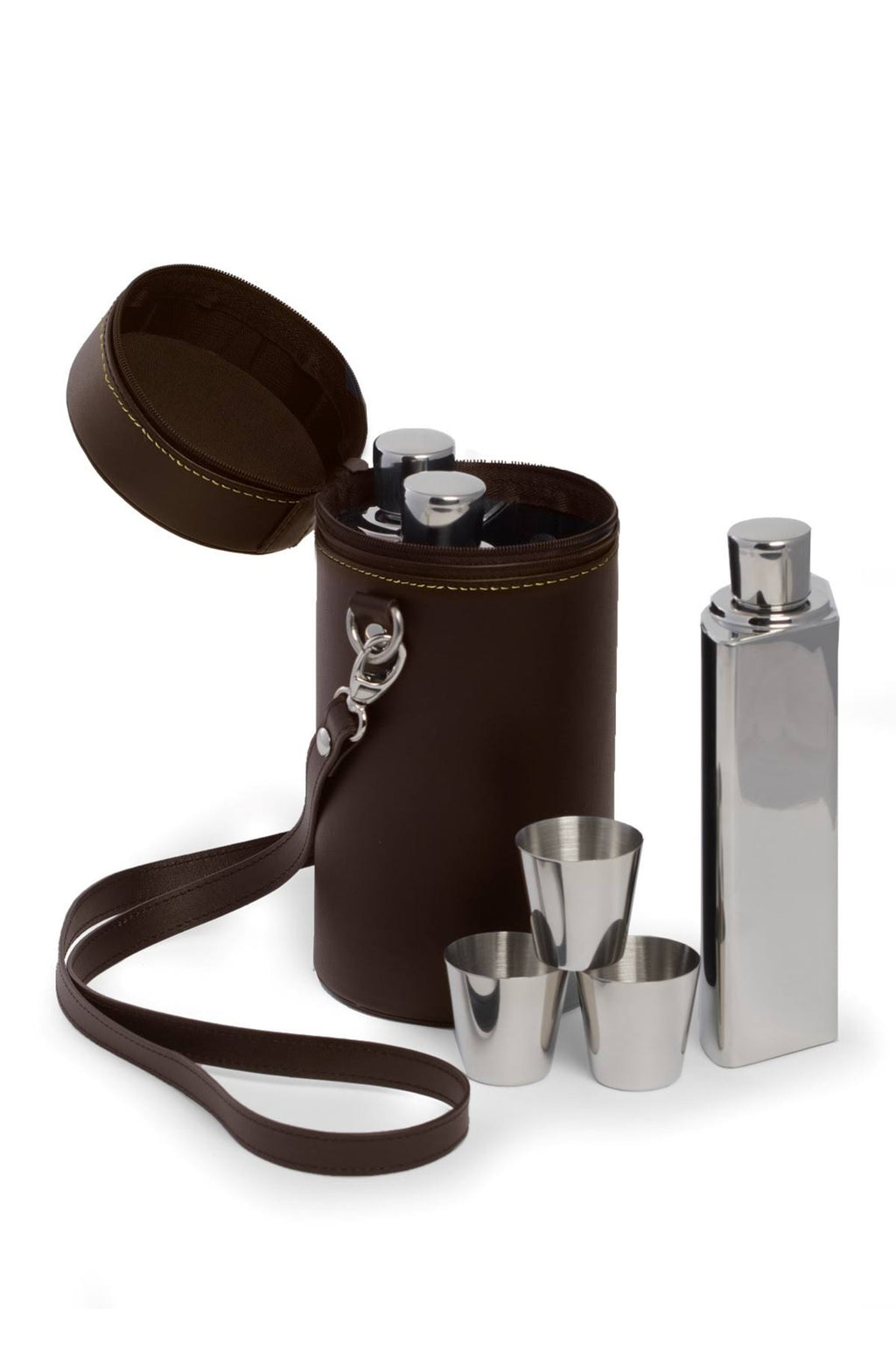 7-Piece Flask Set in Leather Carrying Case M370
