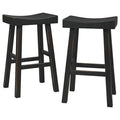 Black Wooden Saddle Stool Set of 2 A881
