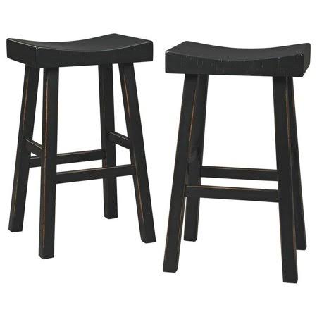 Black Wooden Saddle Stool Set of 2 A881