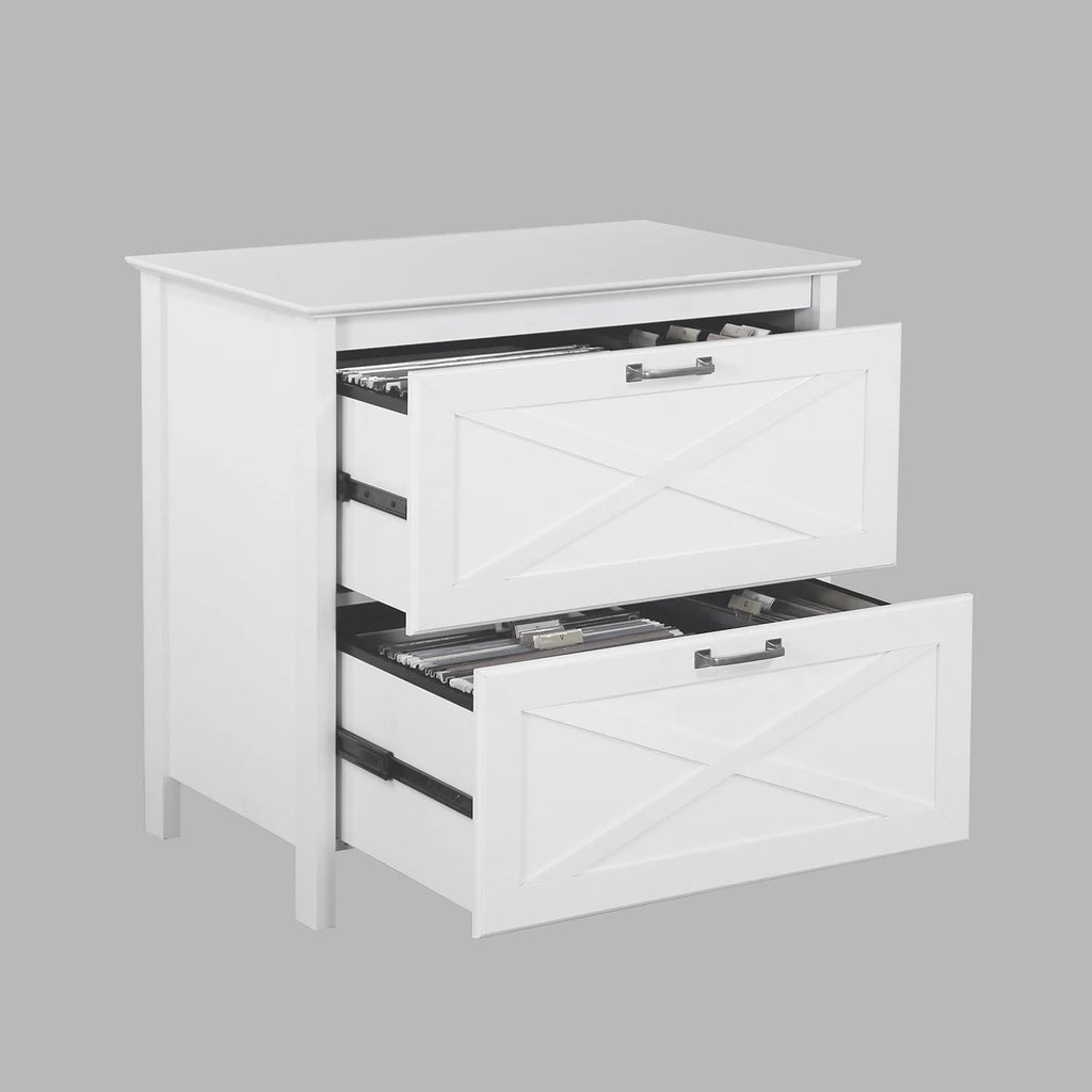 White 2-Drawer Wood File Cabinet O837
